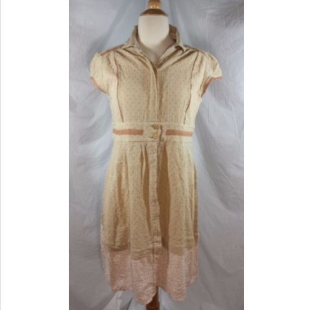 Free People Bohemian Beige Shirt Dress 6 Festival